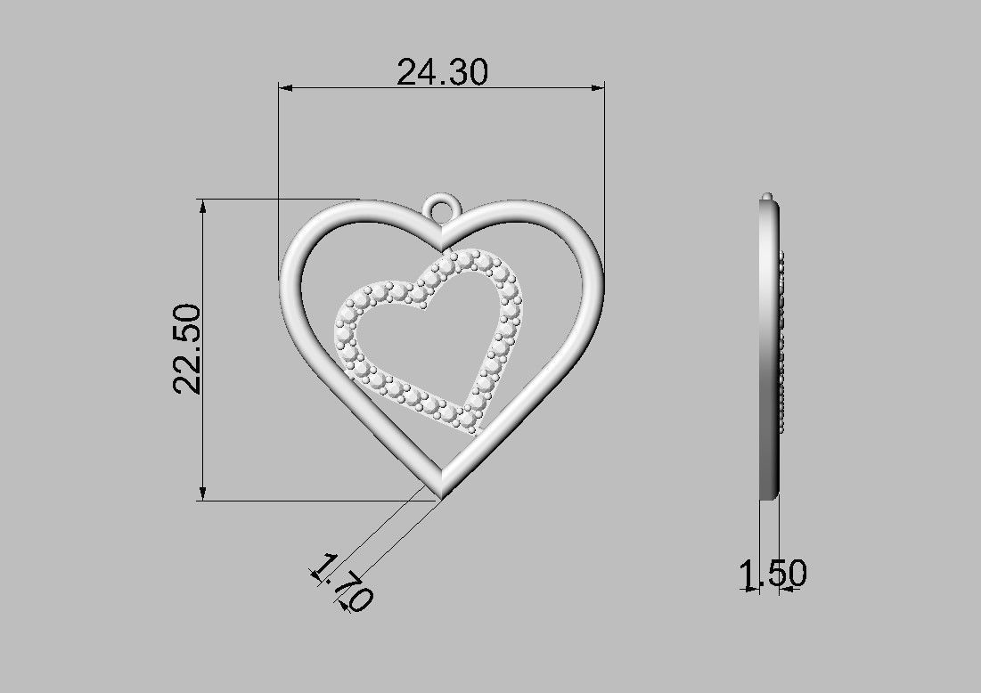 Heart Diamond Pendant 3D print model_4