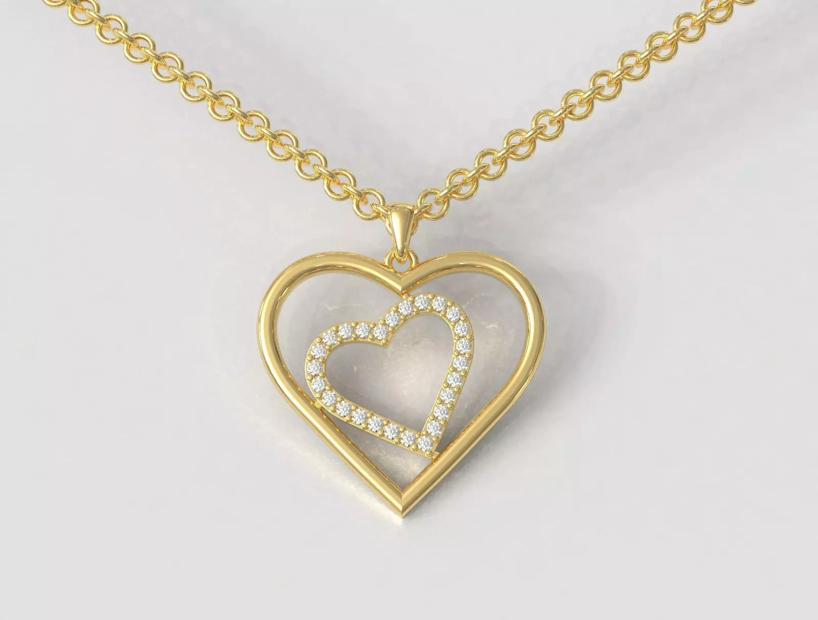 Heart Diamond Pendant 3D print model_0