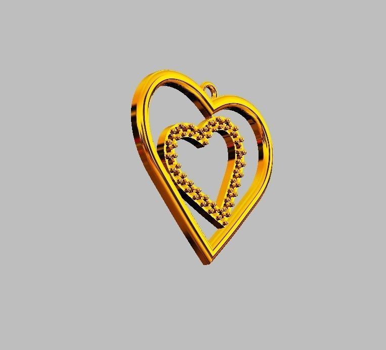Heart Diamond Pendant 3D print model_6