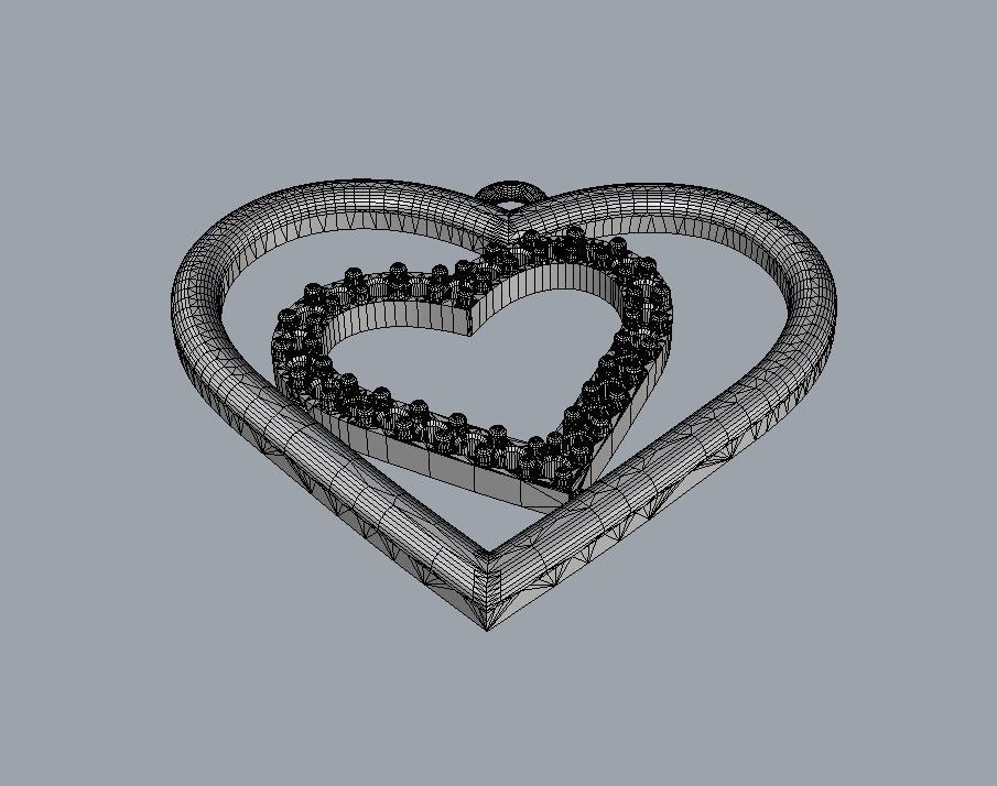Heart Diamond Pendant 3D print model_12