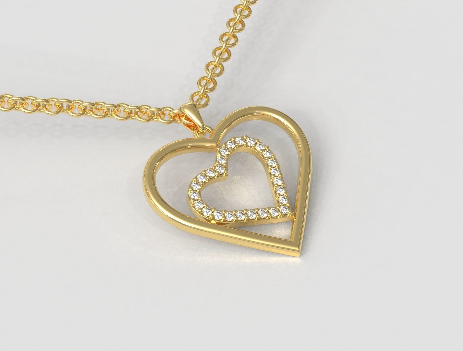 Heart Diamond Pendant 3D print model_2
