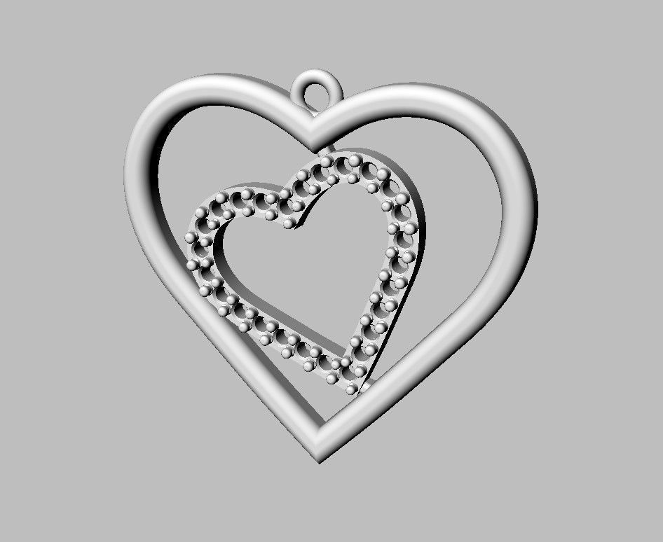 Heart Diamond Pendant 3D print model_13