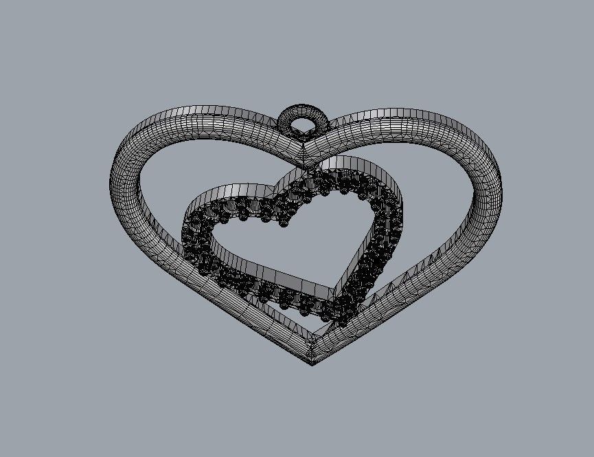 Heart Diamond Pendant 3D print model_11