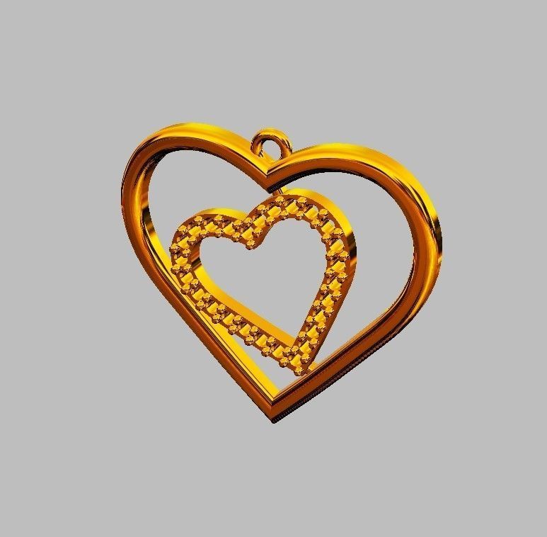 Heart Diamond Pendant 3D print model_7