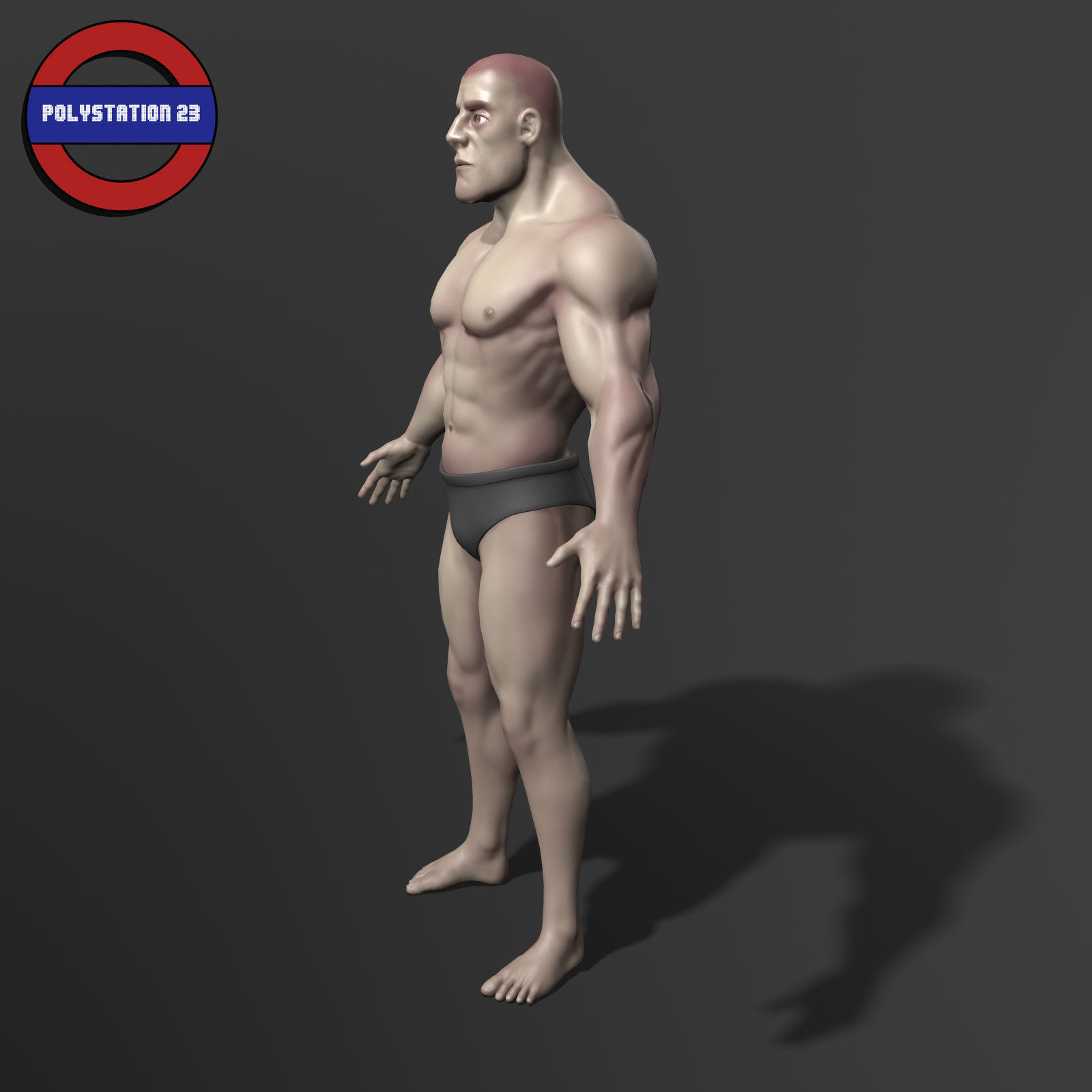 human anatomy male body stylized cartoon v1 Low-poly 3D model_2