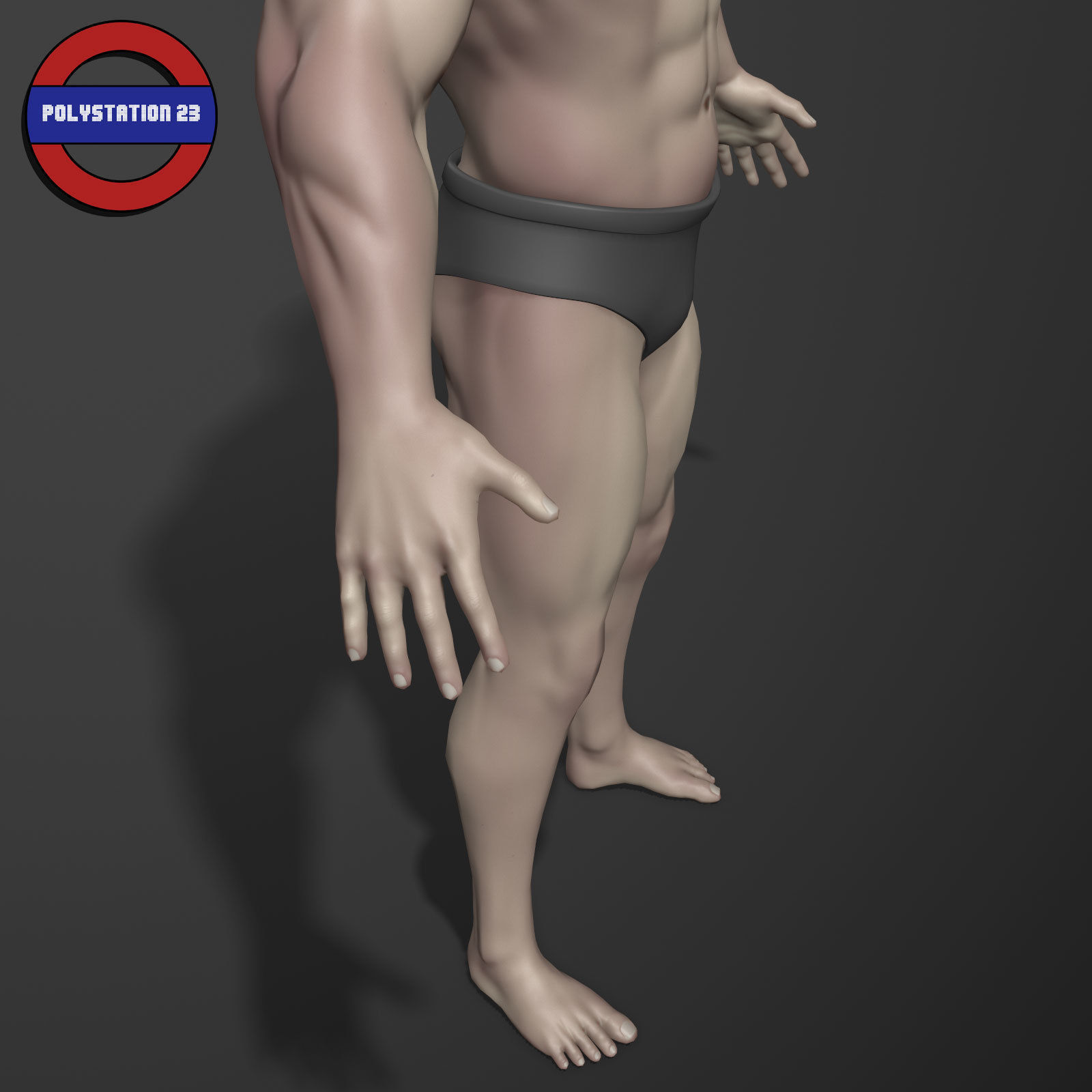 human anatomy male body stylized cartoon v1 Low-poly 3D model_12