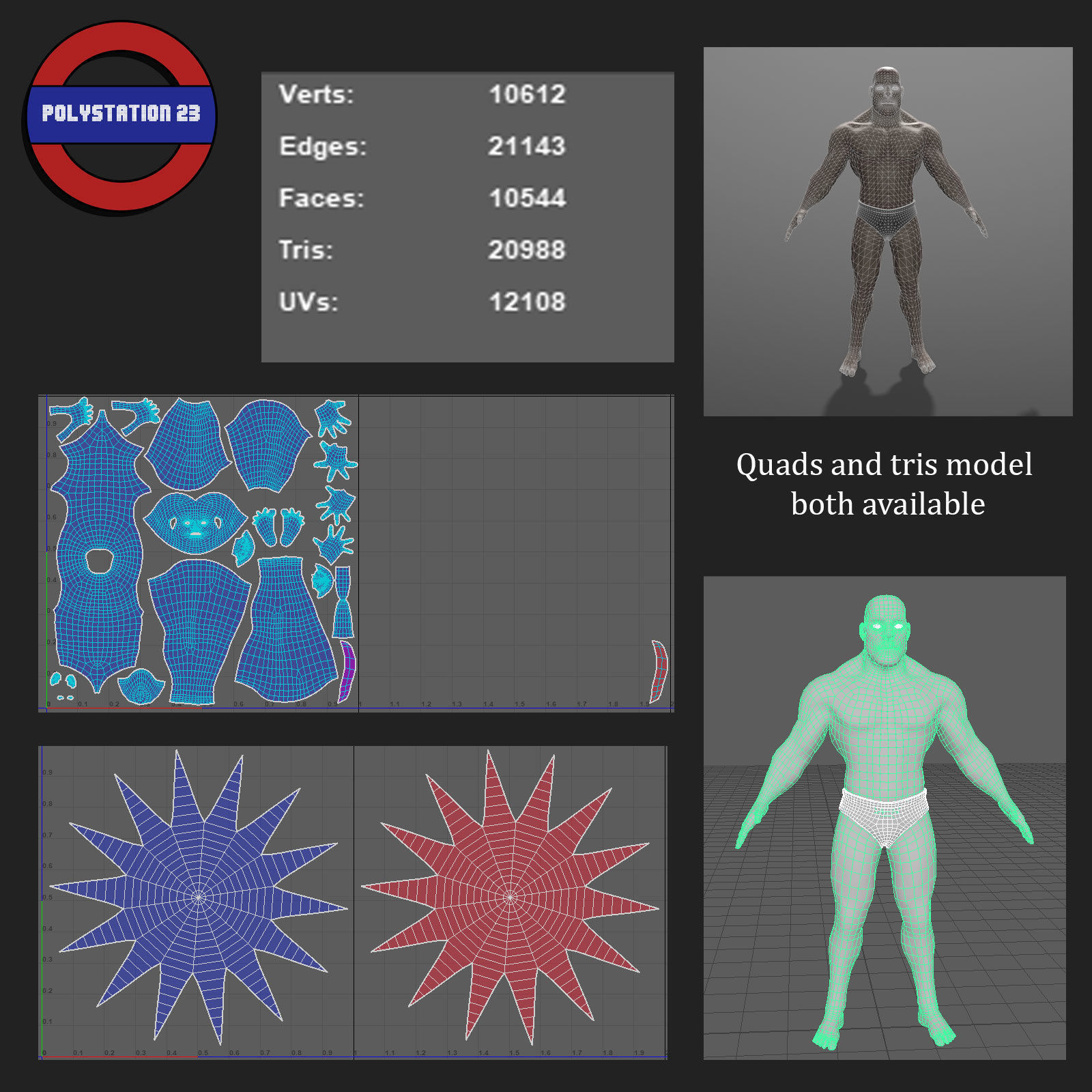 human anatomy male body stylized cartoon v1 Low-poly 3D model_14