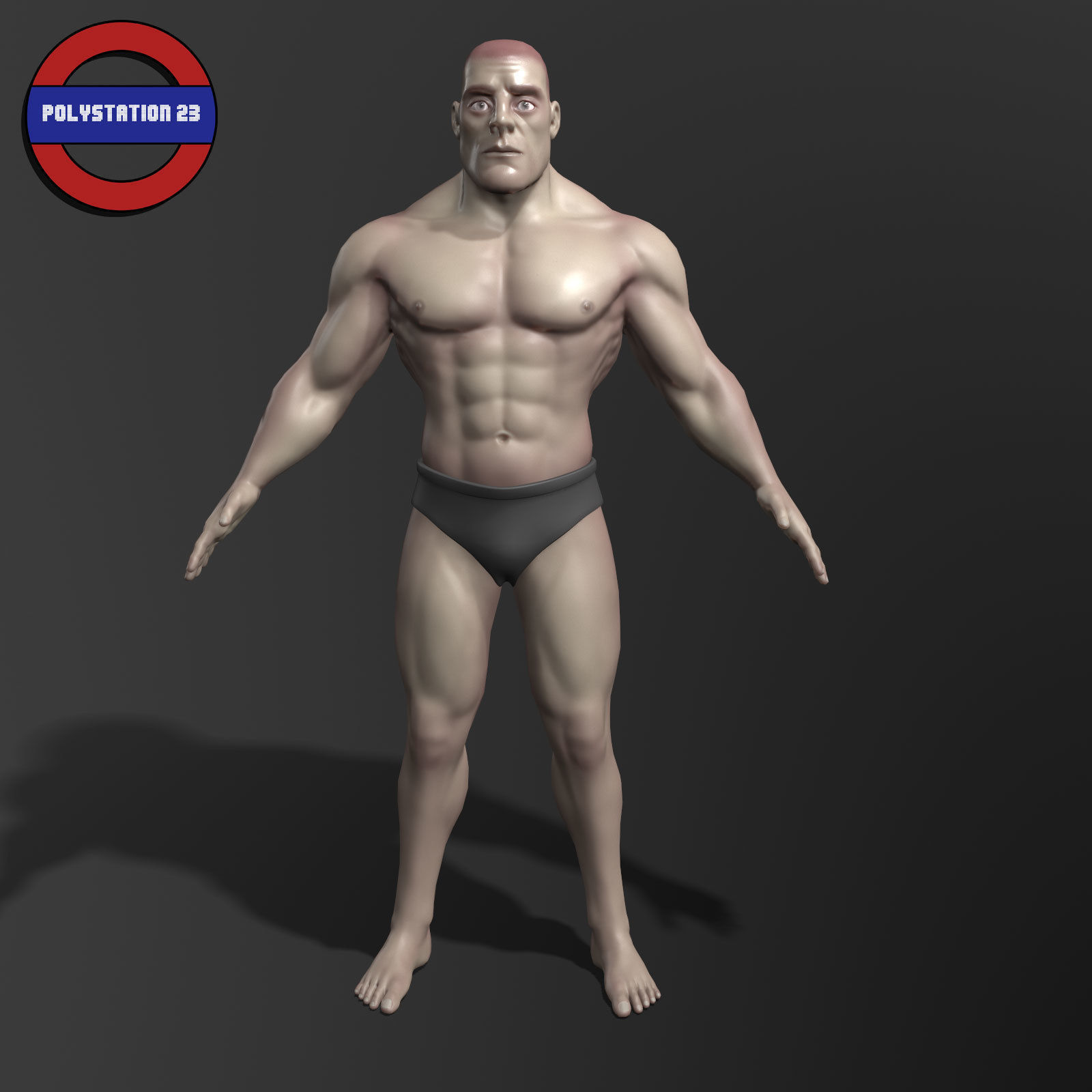 human anatomy male body stylized cartoon v1 Low-poly 3D model_1