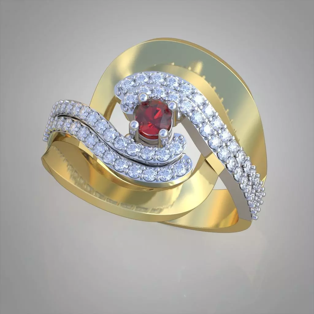Diamond ring 0518 3D printable model7 Free 3D print model
