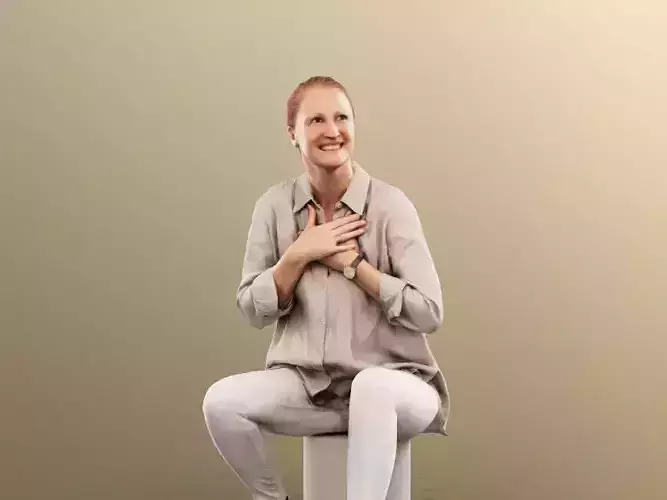 Marlene 13756 - Happy Sitting Woman  Low-poly 3D model