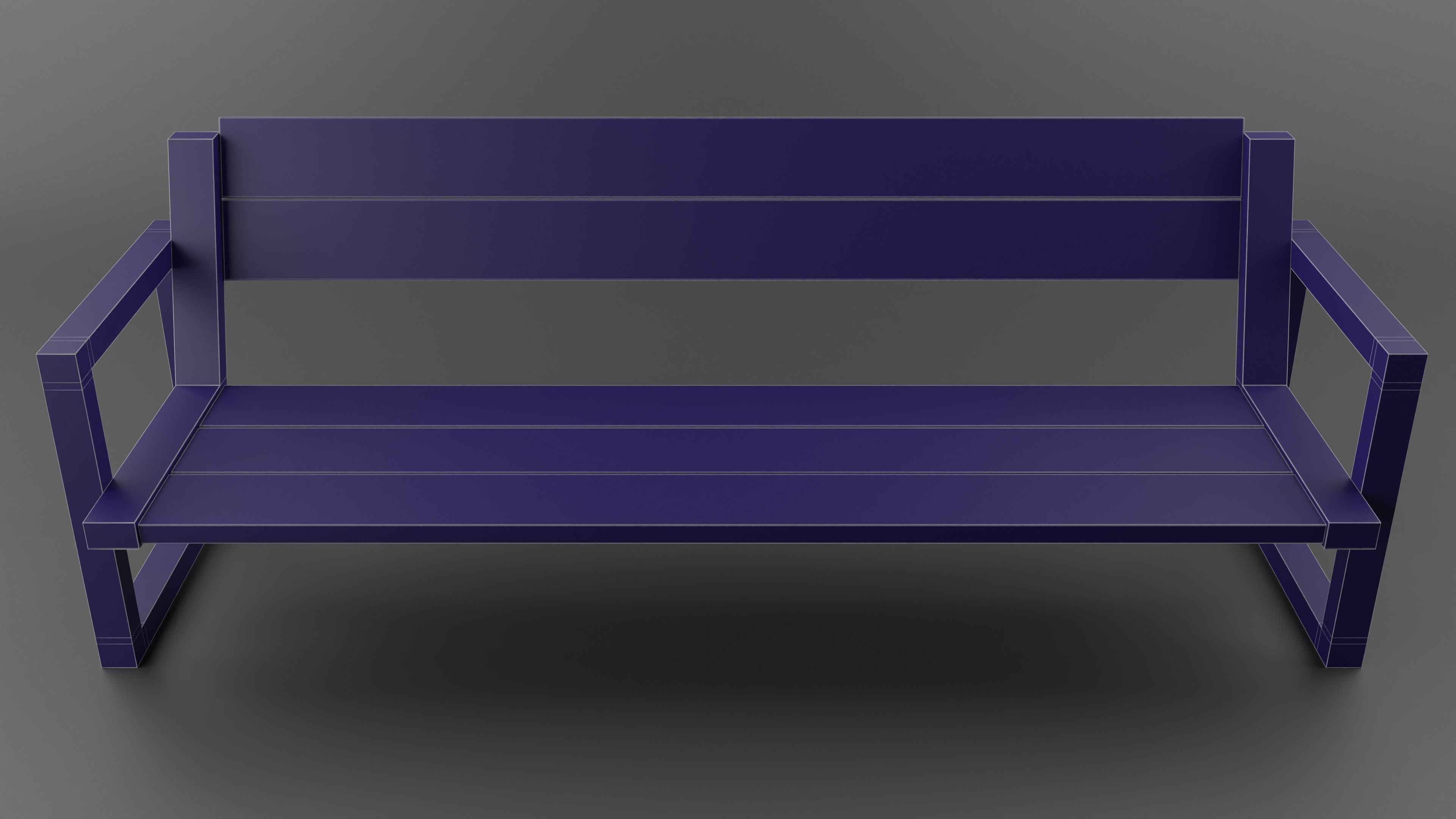 Wood Bench Low-poly 3D model_6