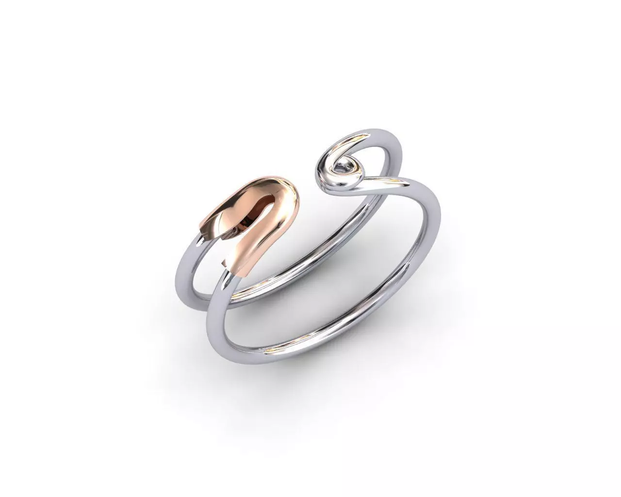 Safety pin jewelry ring 3D model 3D print model