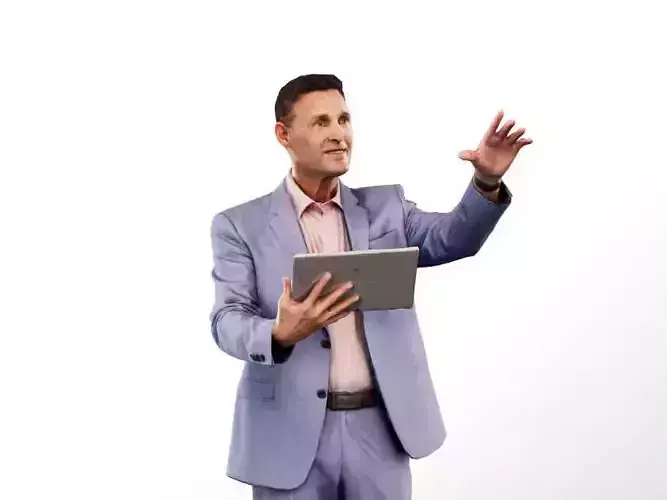 Ruben 13682 - Standing Business Man With Tablet Low-poly 3D model