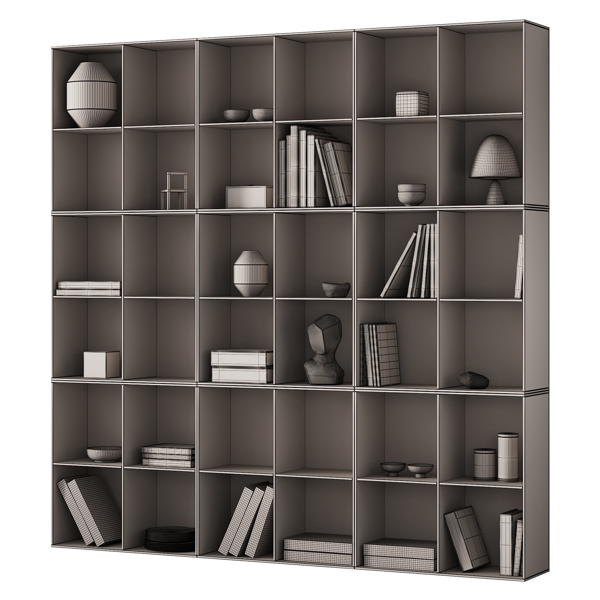 373 bookcase and rack 07 japandi wood with decor 01 3D model_8