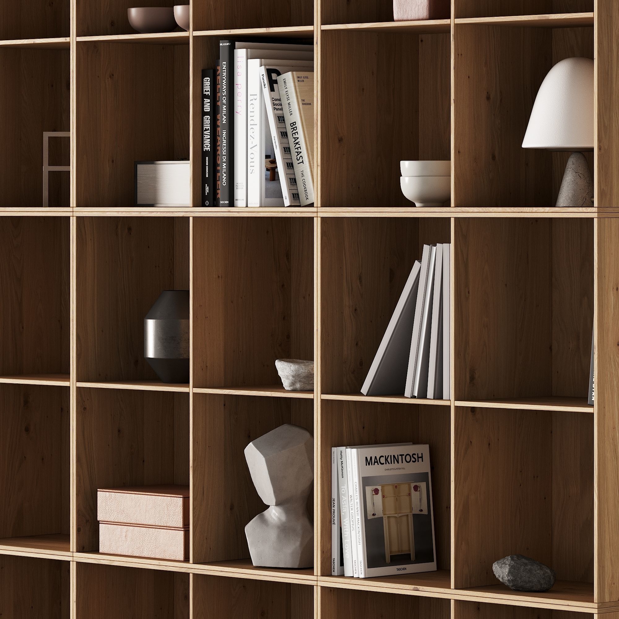 373 bookcase and rack 07 japandi wood with decor 01 3D model_4