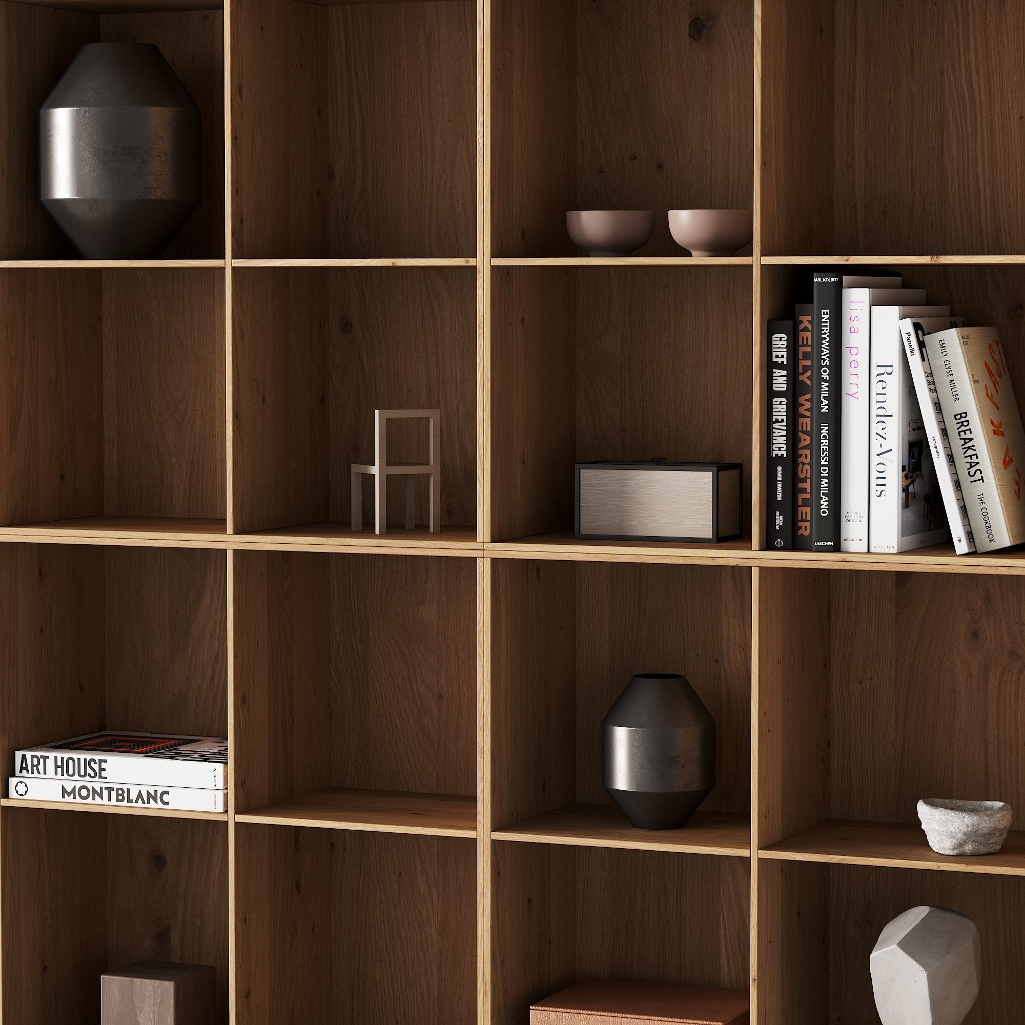 373 bookcase and rack 07 japandi wood with decor 01 3D model_5