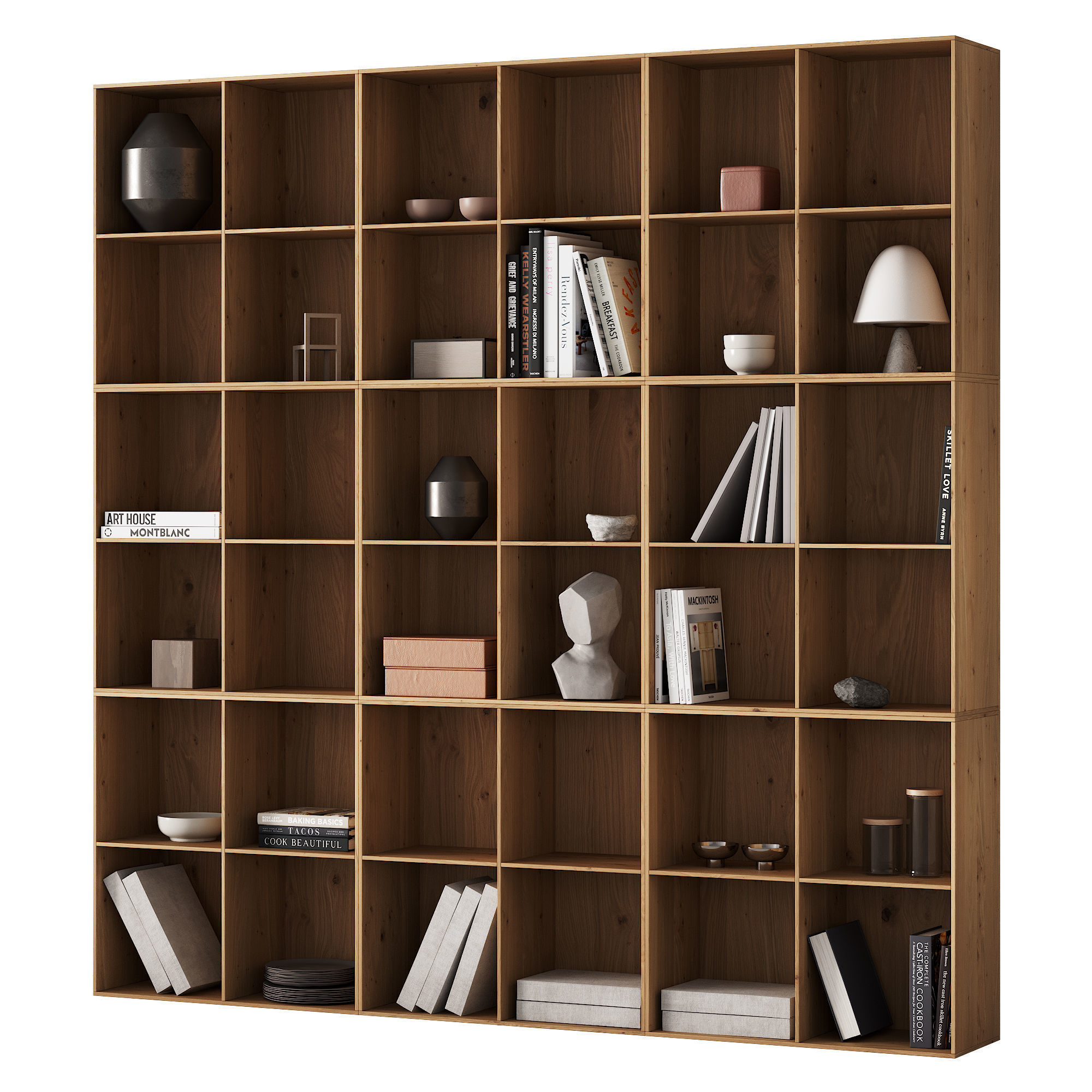 373 bookcase and rack 07 japandi wood with decor 01 3D model_6