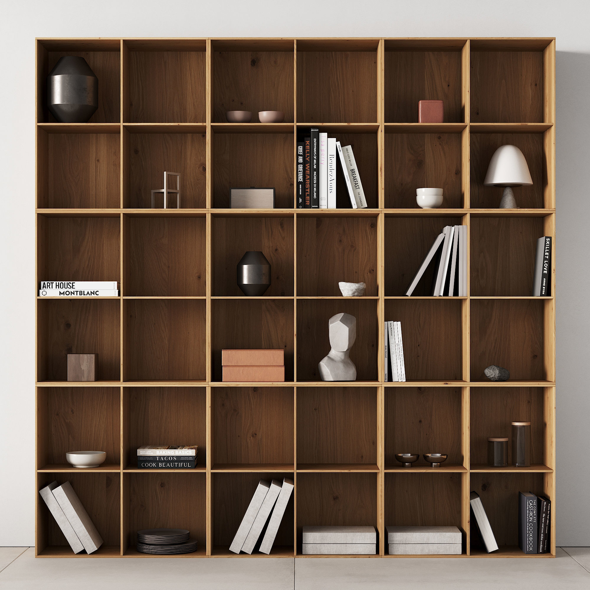 373 bookcase and rack 07 japandi wood with decor 01 3D model_2