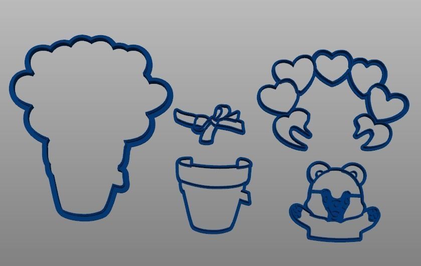 Tedd Bear on baloon Cookie cutter set  3D print model_1