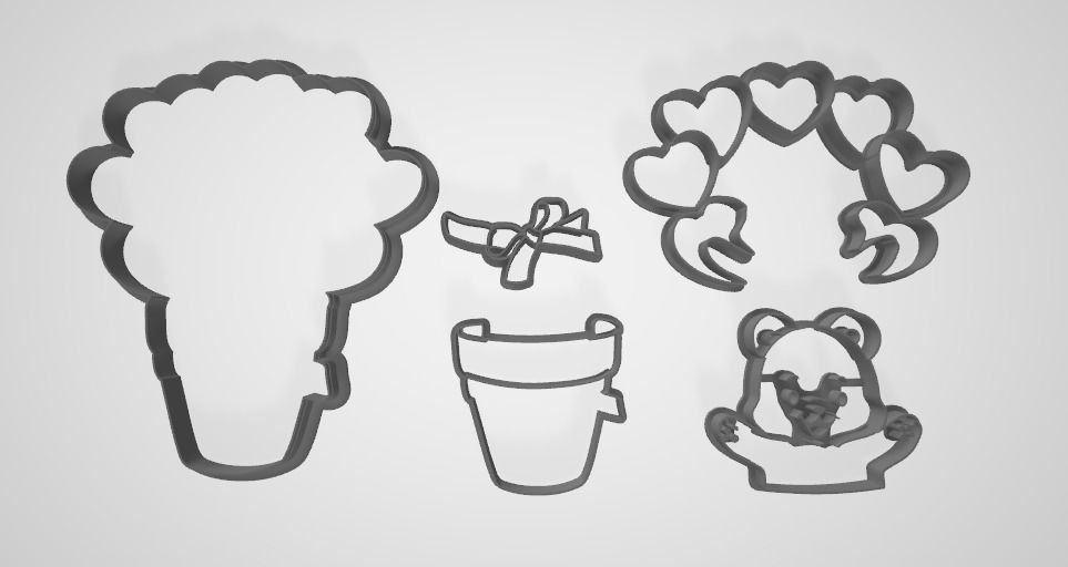 Tedd Bear on baloon Cookie cutter set  3D print model_2