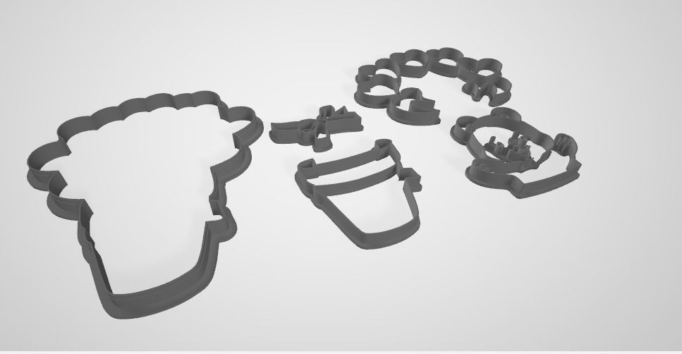 Tedd Bear on baloon Cookie cutter set  3D print model_3