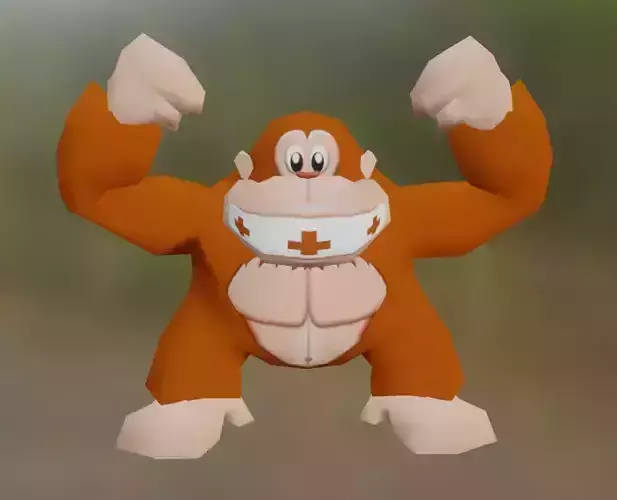 Donkey Kong Classic in Nintendo 64 style Low-poly 3D model