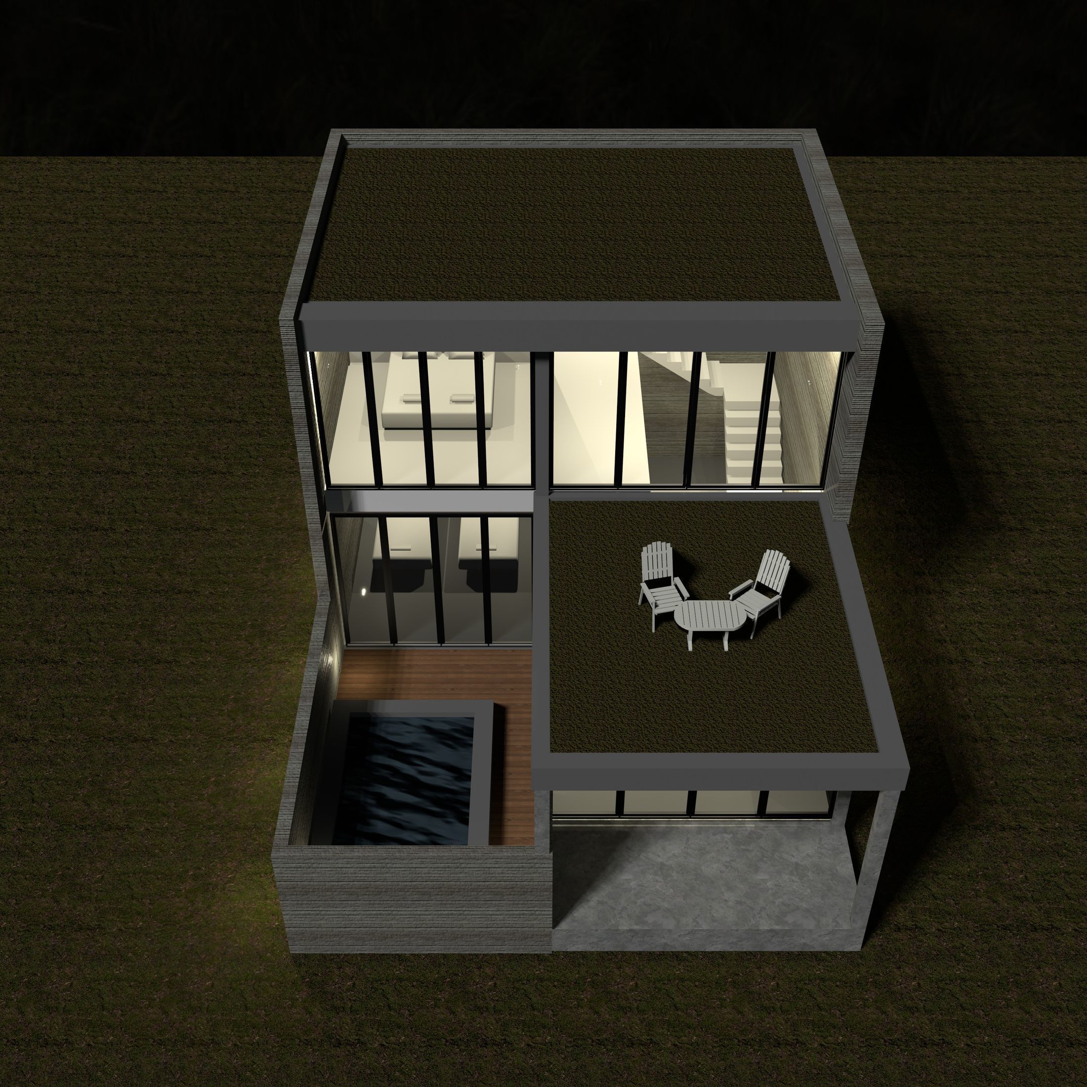 Resort house type B with 3D-printing wall 3D model_3