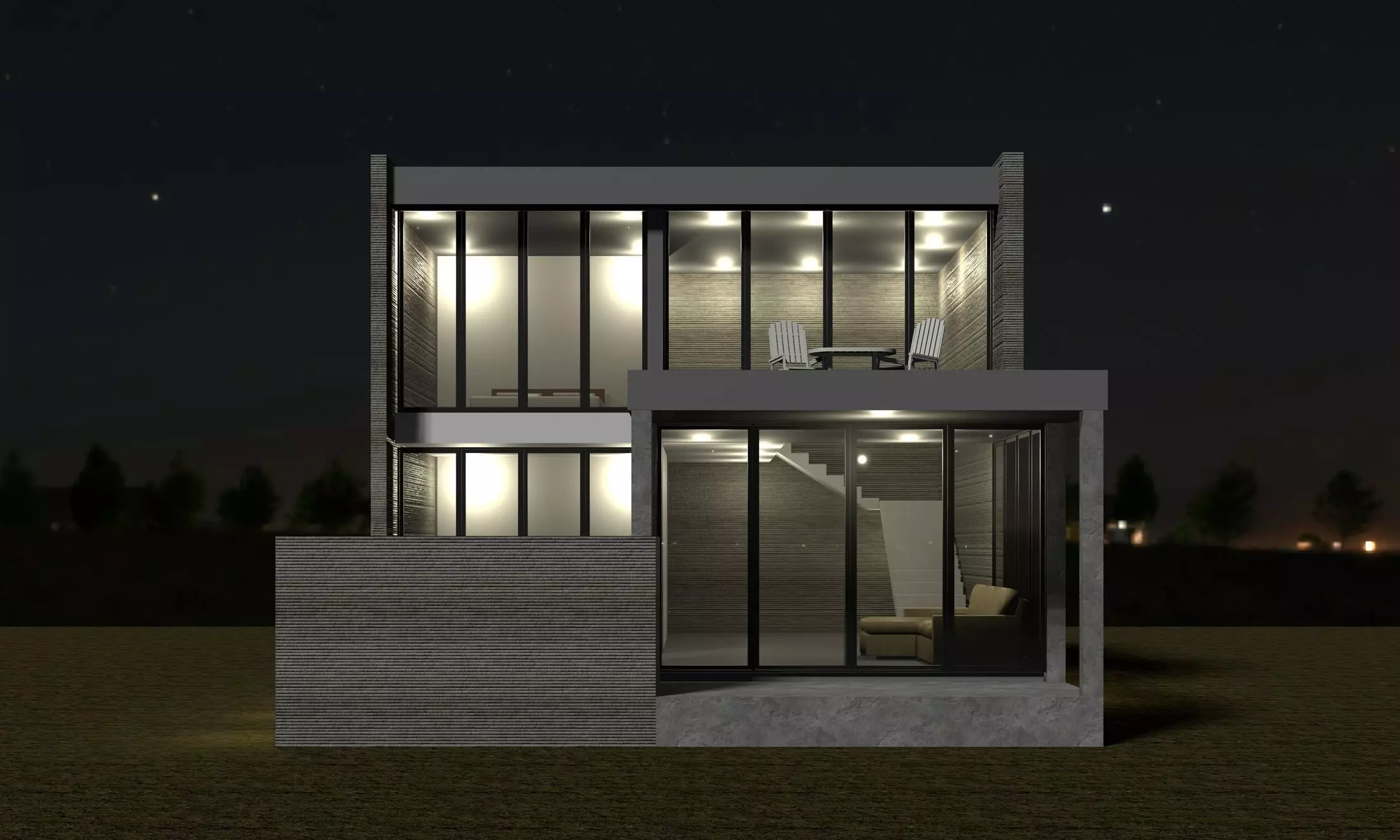 Resort house type B with 3D-printing wall 3D model_0