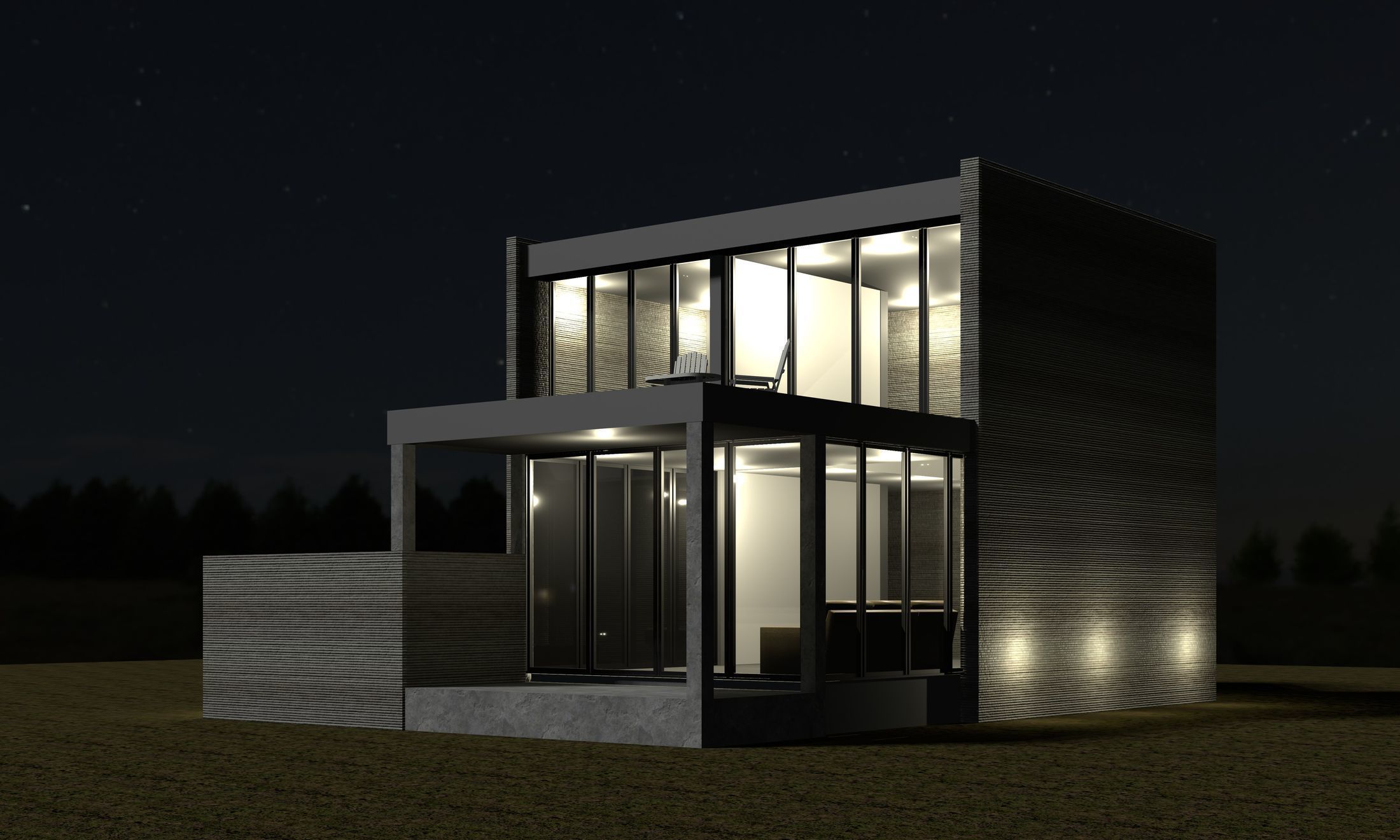 Resort house type B with 3D-printing wall 3D model_5