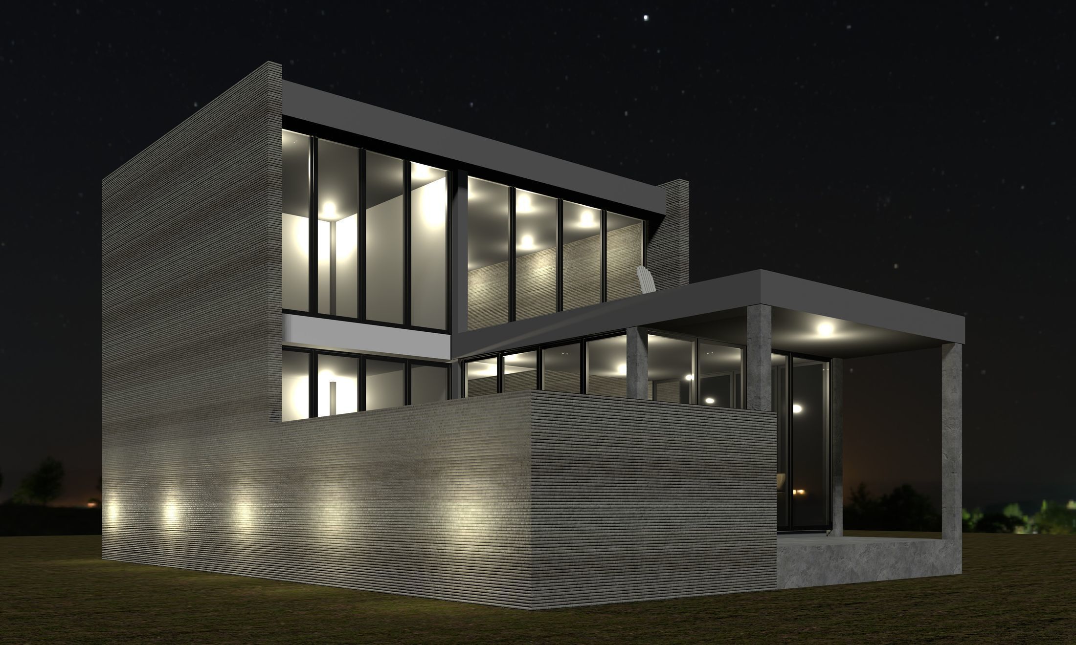 Resort house type B with 3D-printing wall 3D model_1