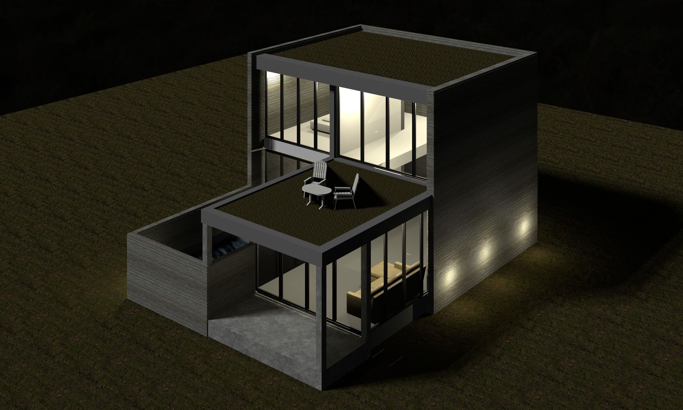 Resort house type B with 3D-printing wall 3D model_6