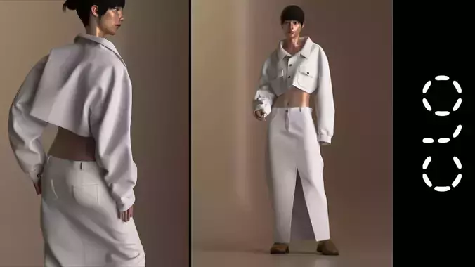 Suit denim Jacket and Skirt