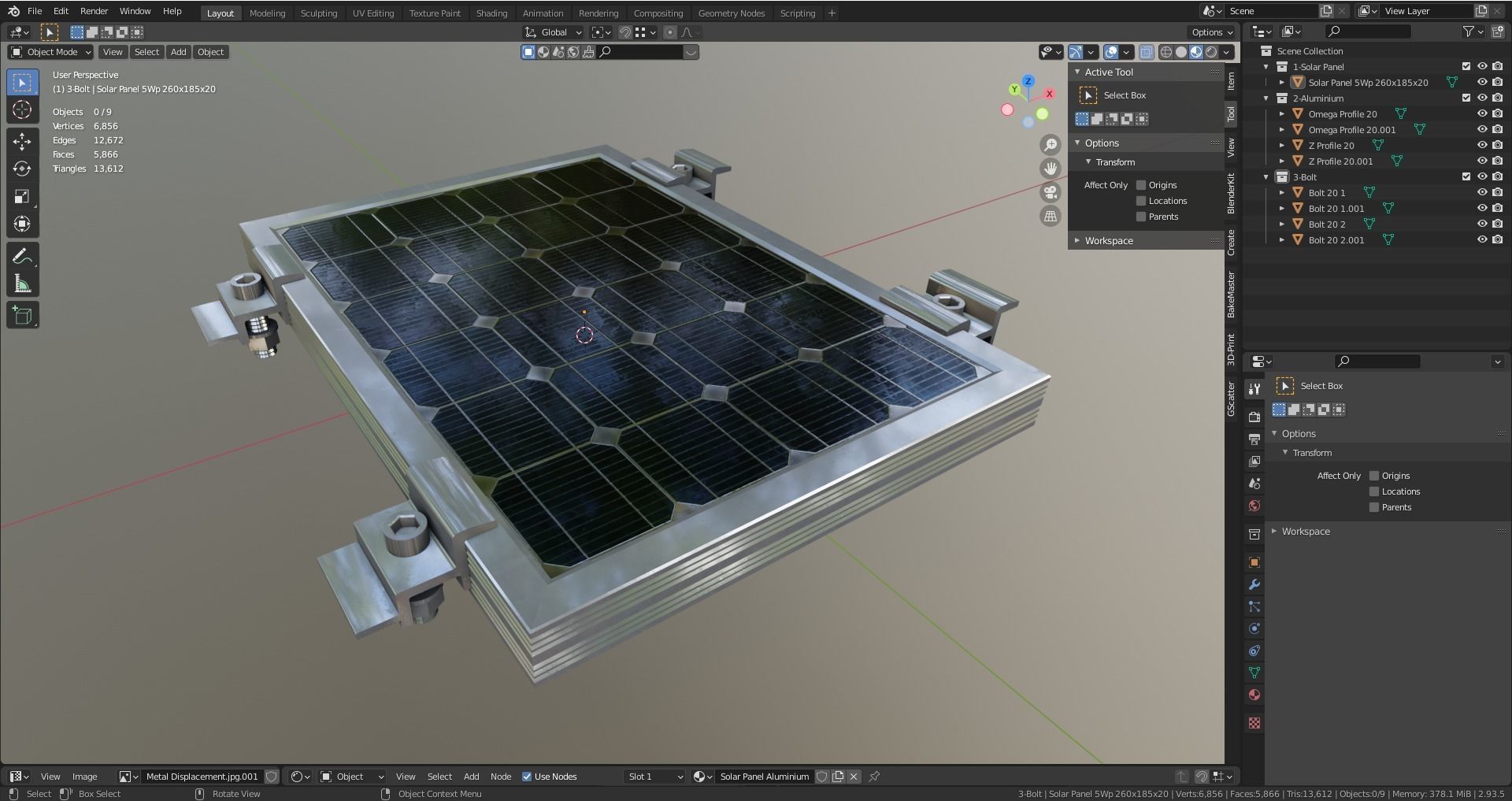 1-Solar Panel 5Wp 260x185x20mm 3D model_13