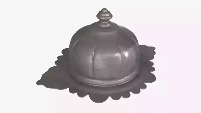 Old Metal Serving Butter Dish with Dome