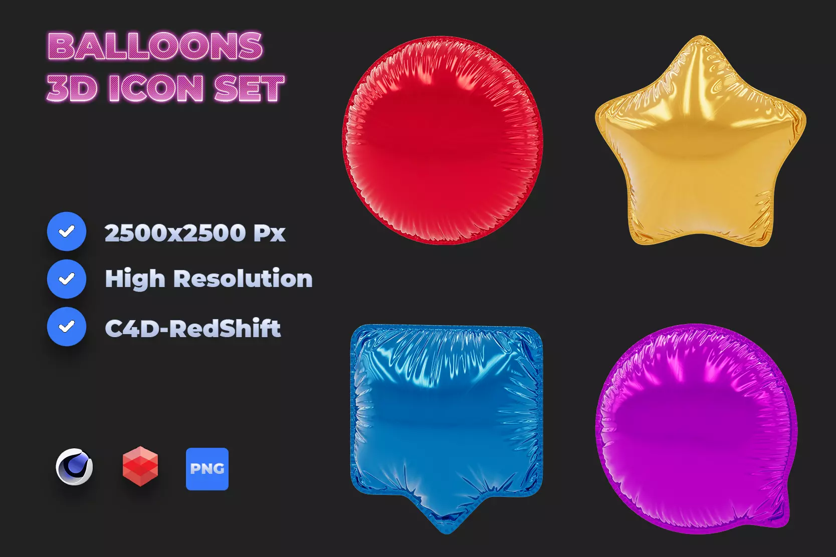 Balloons 3D Icon Pack 3D model