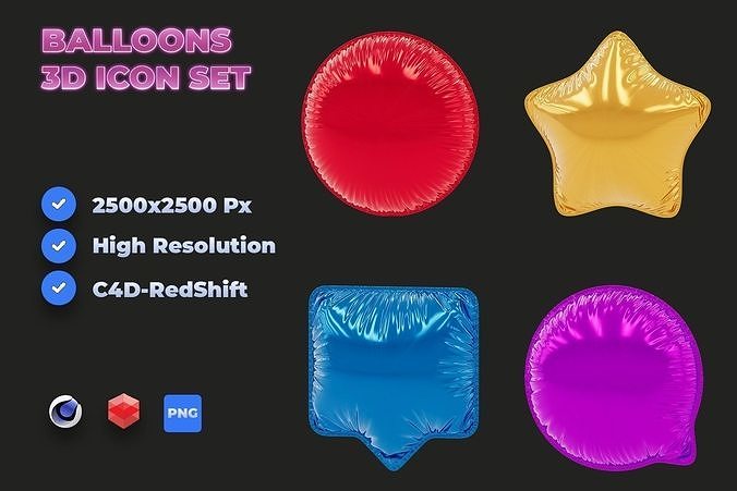 Balloons 3D Icon Pack  3D model