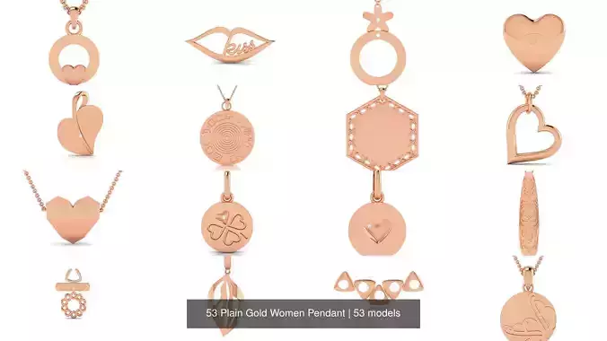 53 Plain Gold Women Pendant 3D Model Collection