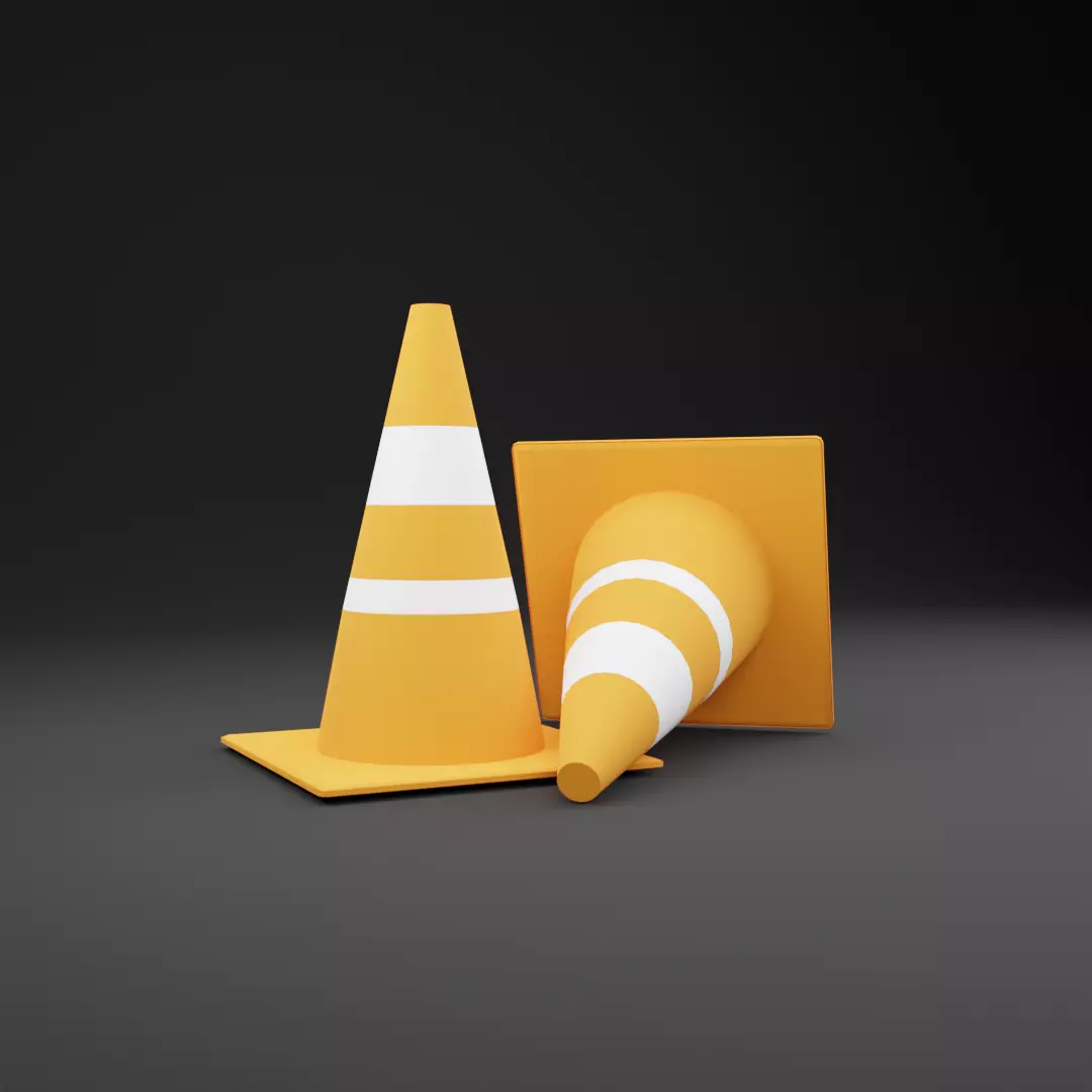 Low poly traffic cone Low-poly 3D model_0