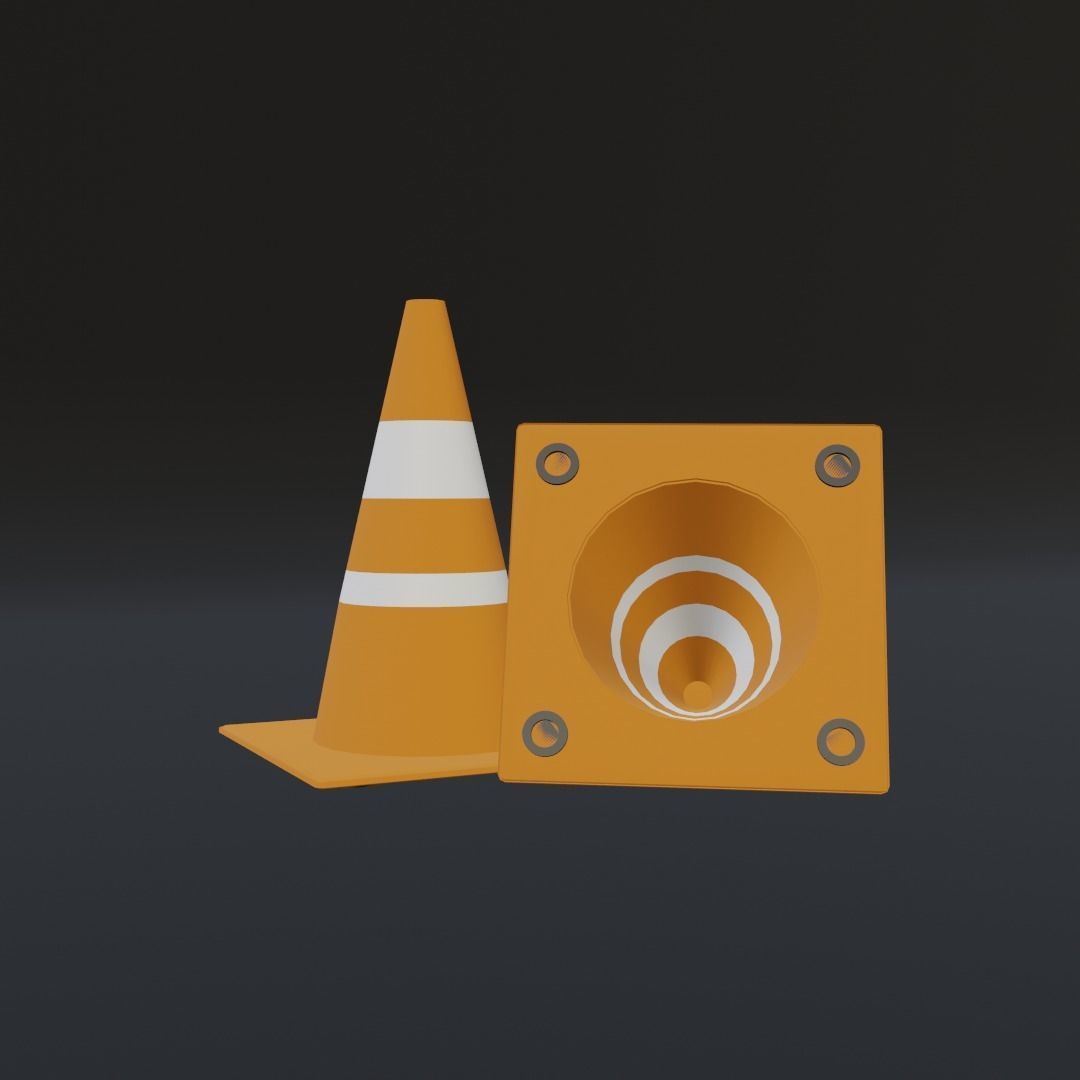 Low poly traffic cone Low-poly 3D model_3
