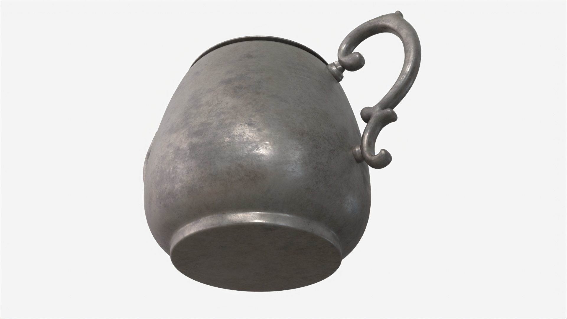 Old Metal Sugar Bowl with Lid 3D model_2