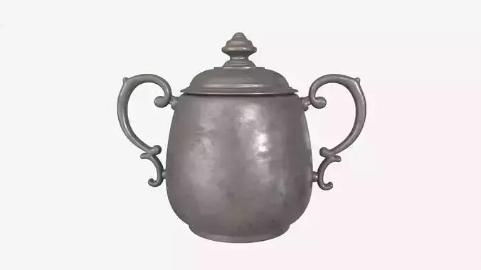Old Metal Sugar Bowl with Lid