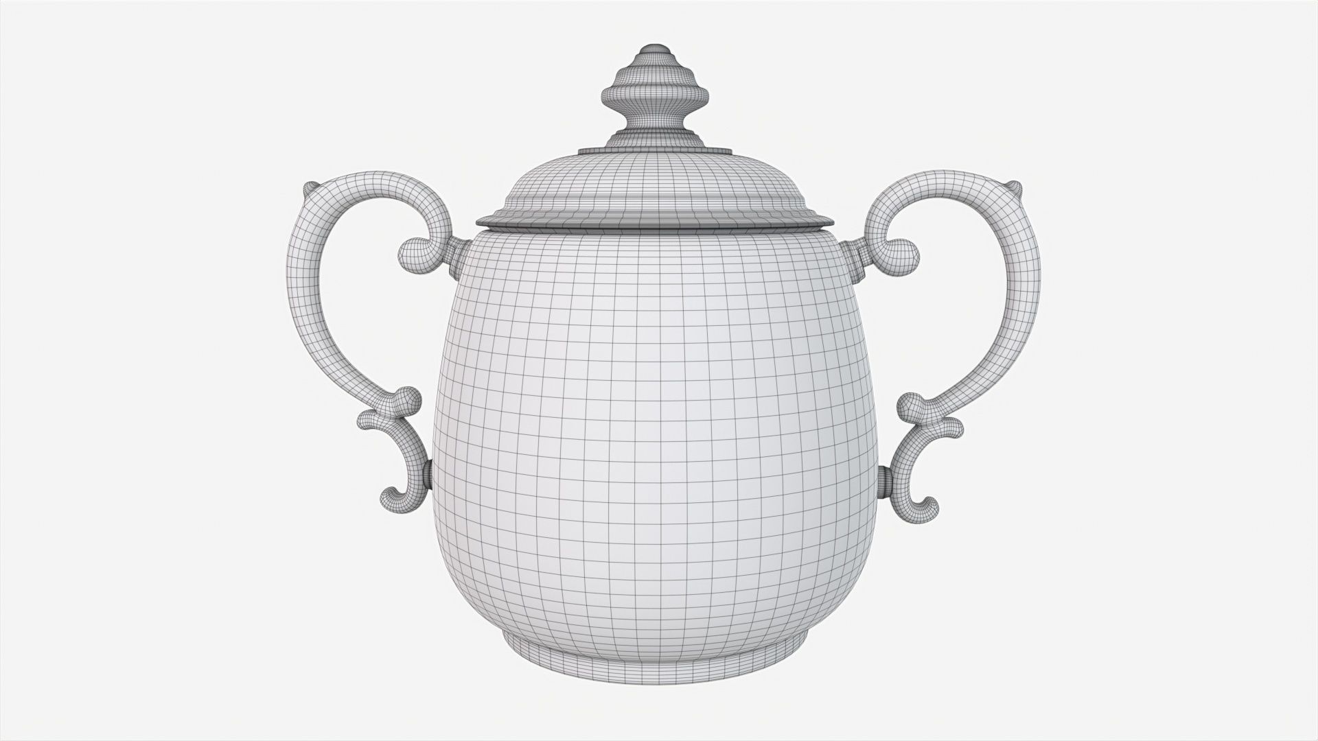 Old Metal Sugar Bowl with Lid 3D model_5