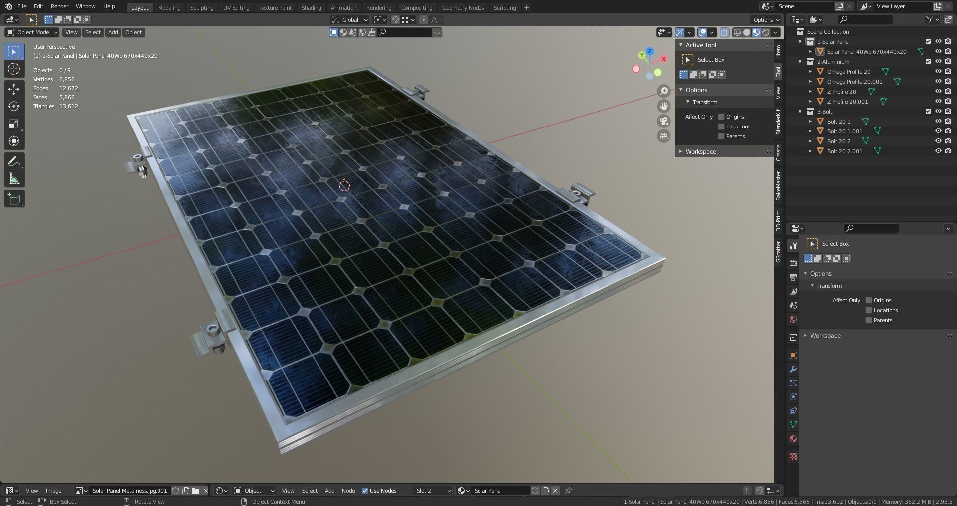 5-Solar Panel 40Wp 670x440x20mm 3D model_13