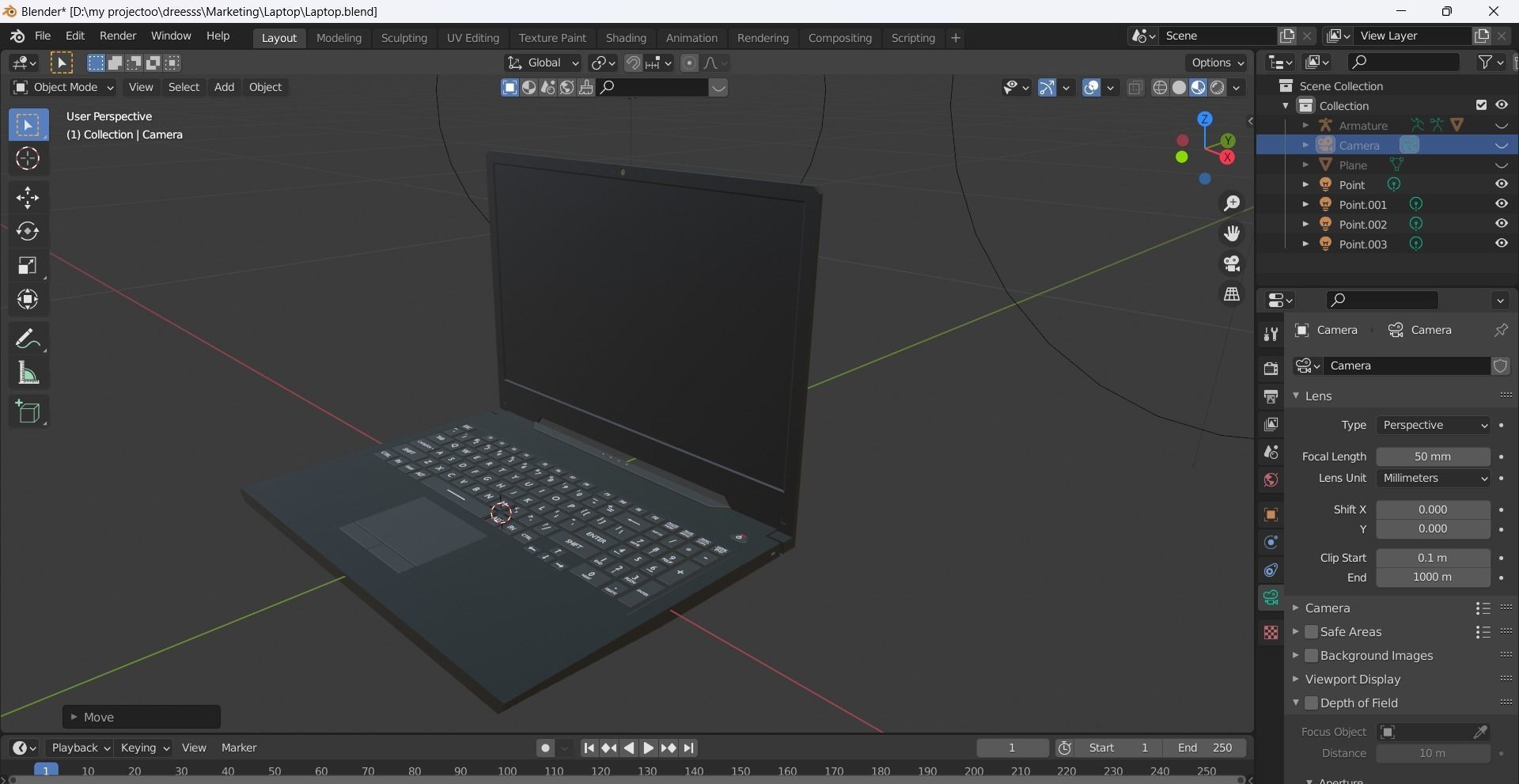 Laptop Low-poly 3D model_4