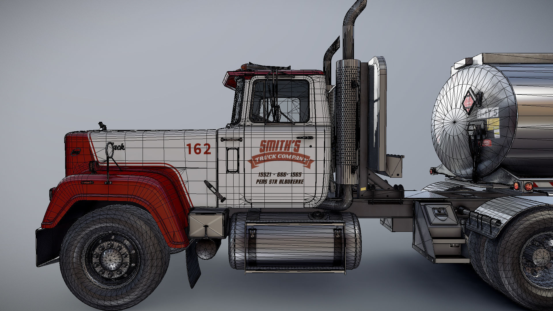 SuperLiner tanker truck Low-poly 3D model_40