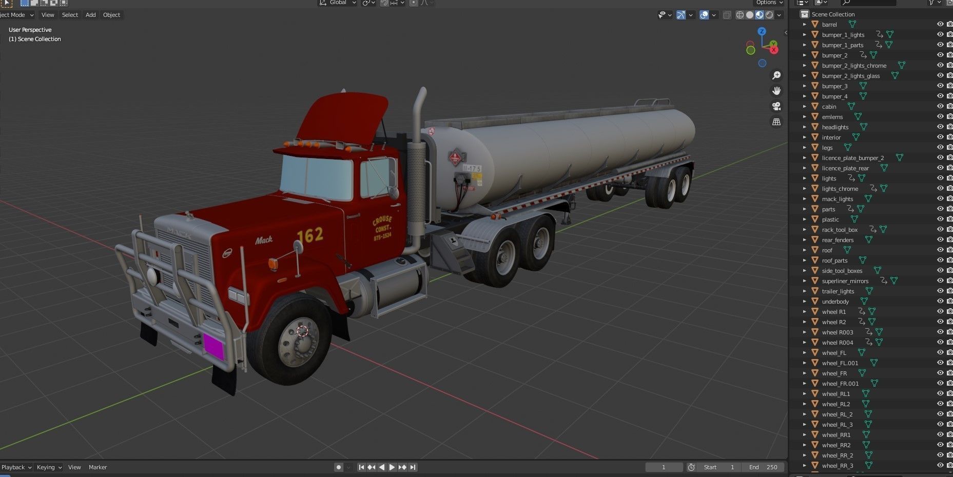 SuperLiner tanker truck Low-poly 3D model_49