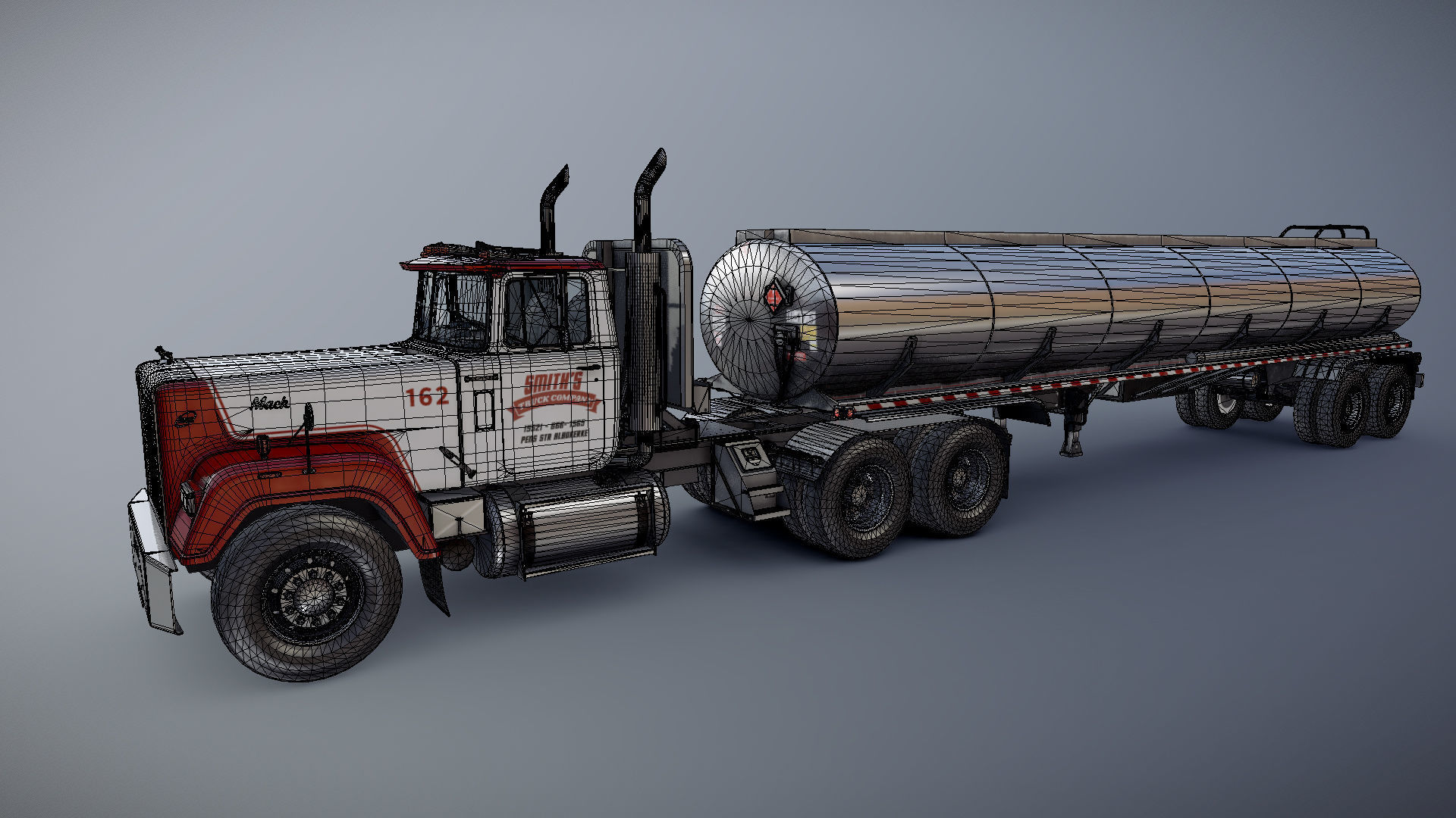 SuperLiner tanker truck Low-poly 3D model_36