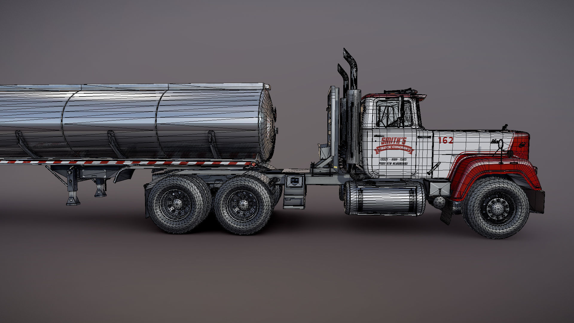 SuperLiner tanker truck Low-poly 3D model_38