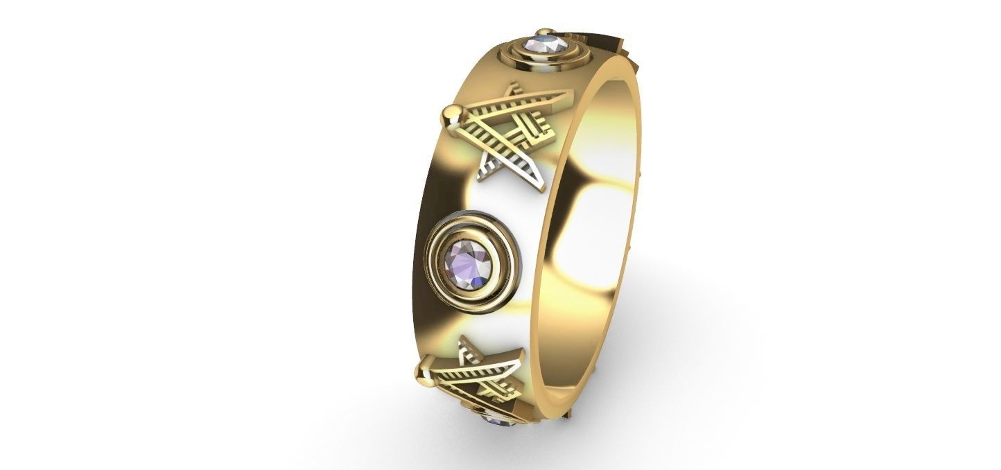 Masonic Compass Ring 3D print model_3