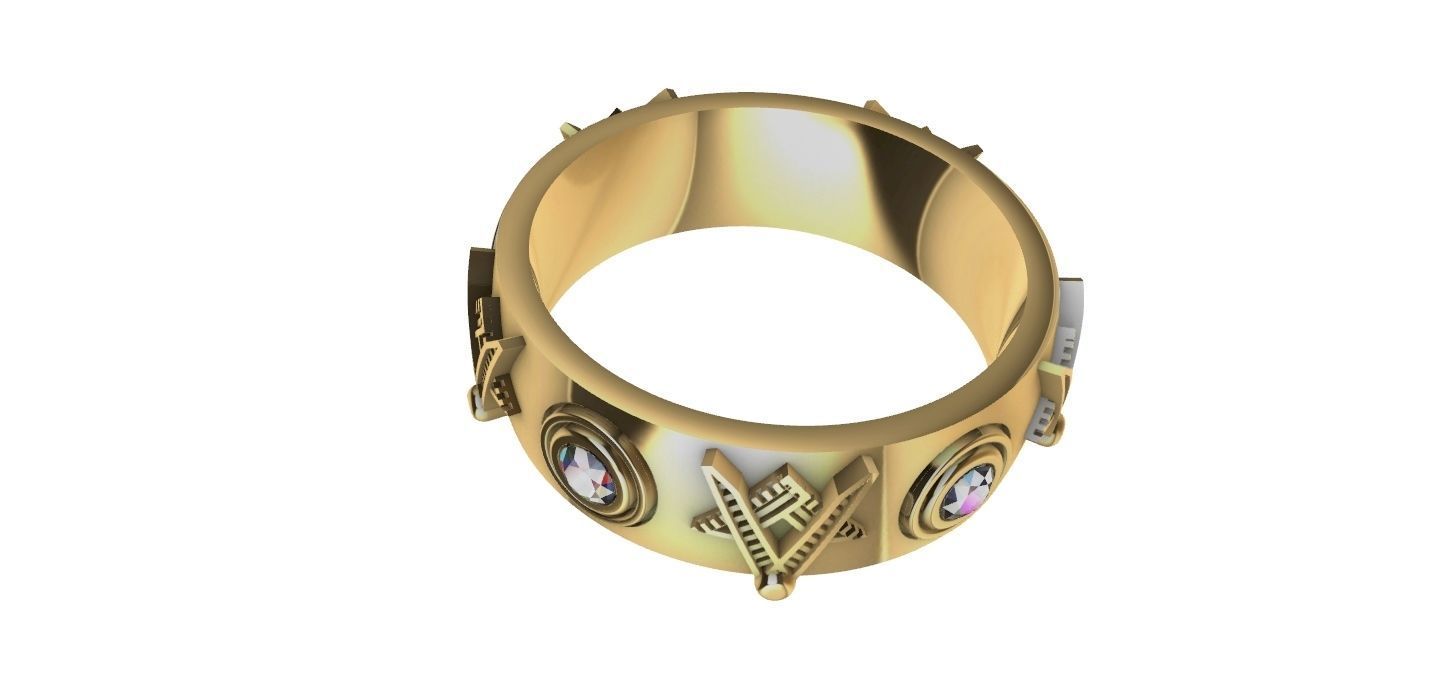 Masonic Compass Ring 3D print model_5
